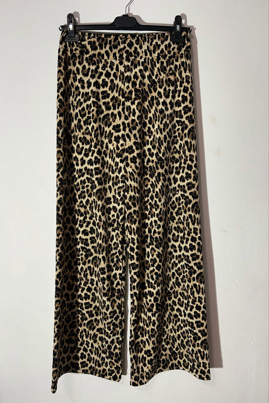 Pantaloni wild leg leopard