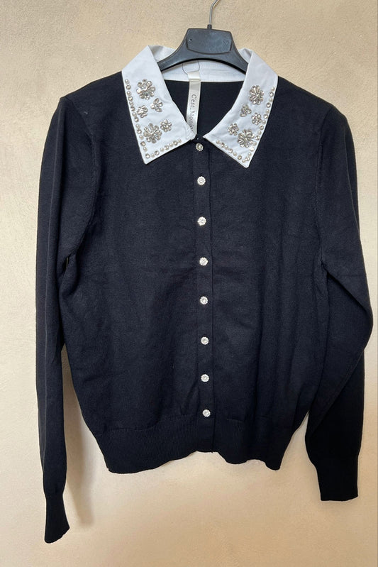 Cardigan con colletto a camicia