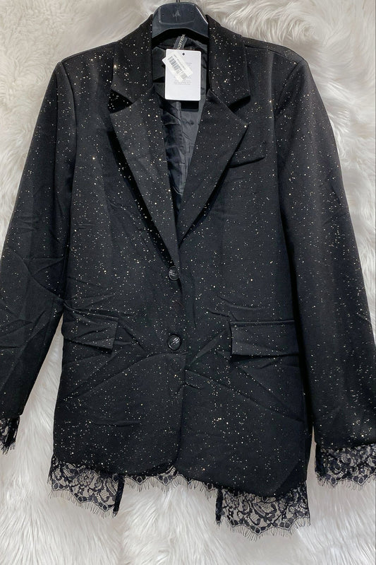 Blazer Glitter con pizzo