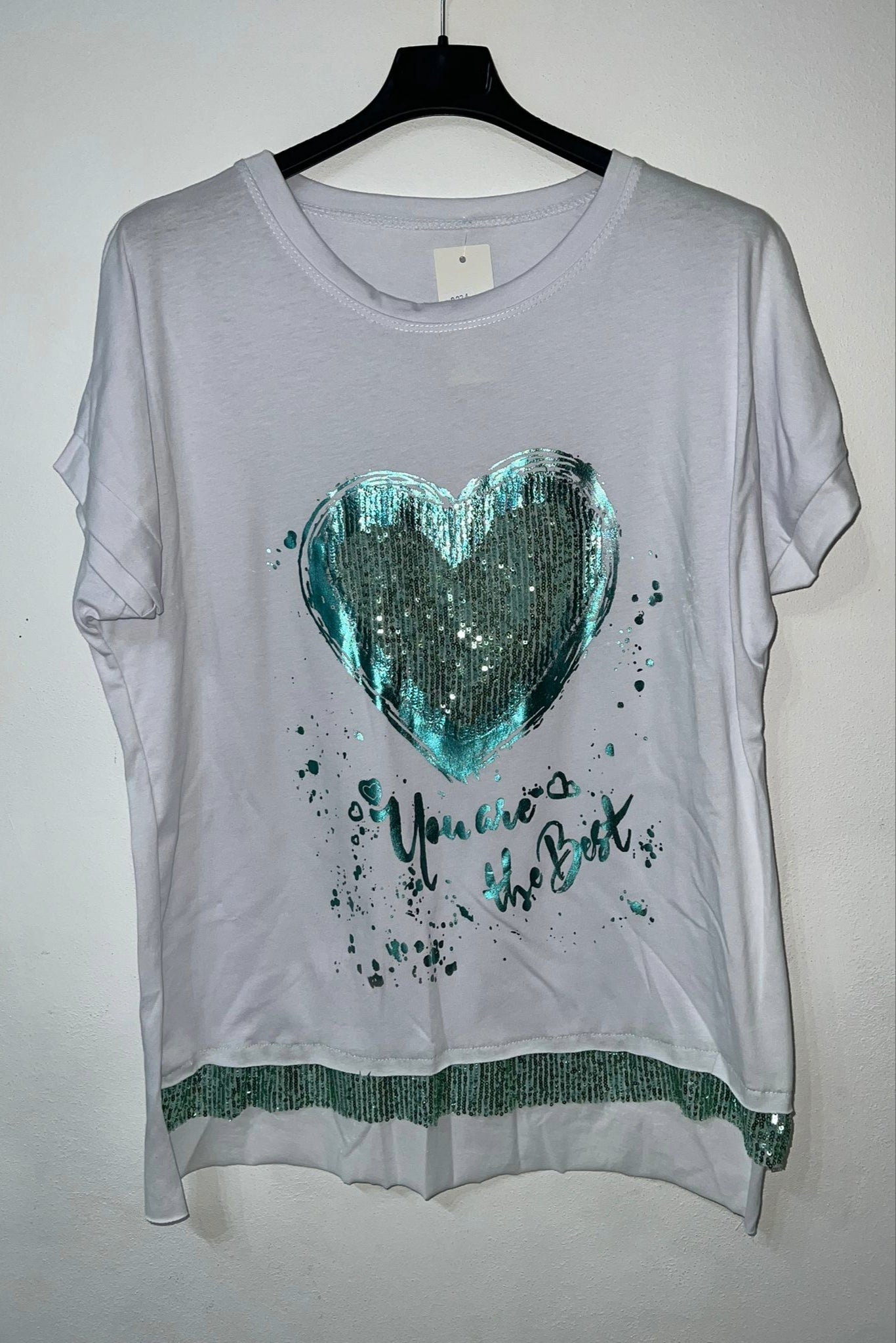 T-shirt cuore pailettes