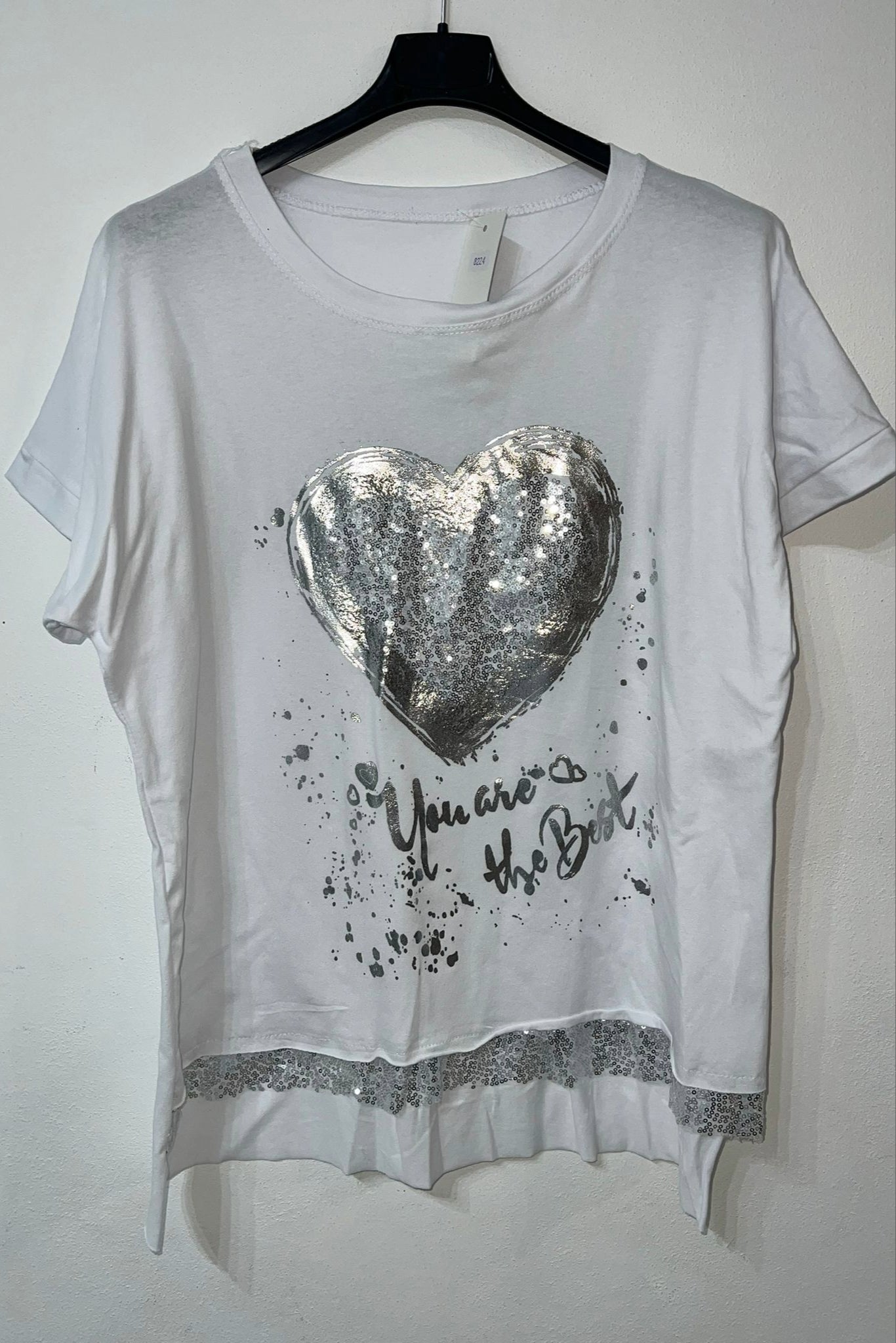 T-shirt cuore pailettes