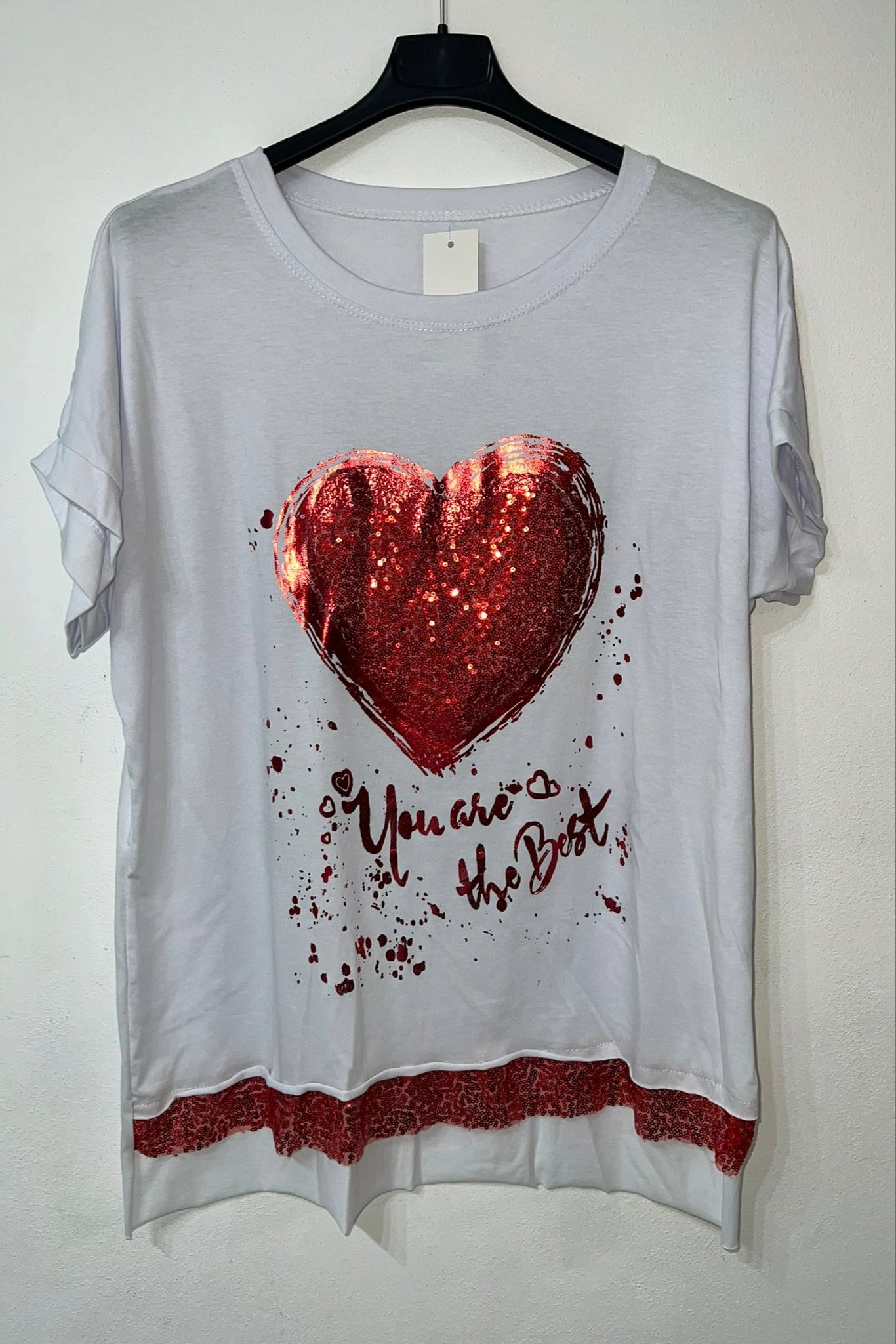 T-shirt cuore pailettes